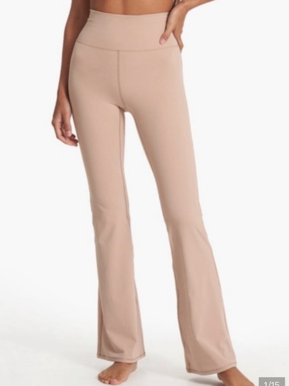 Vuori Beige Flare Leggings - Soft High-Rise Bootcut